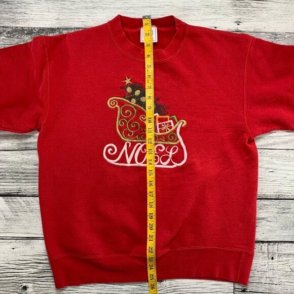 Vintage Noel Christmas Embroidered Crewneck Sweatshirt Sweater - Picture 6 of 7
